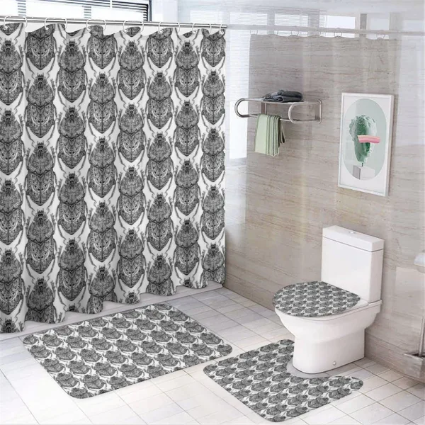 Mythological Scarabs on a shower curtain