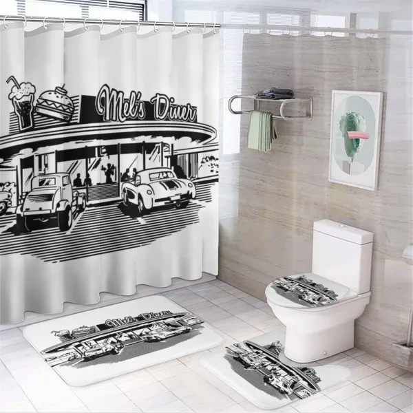 Nostalgic Retro Car on a shower curtain