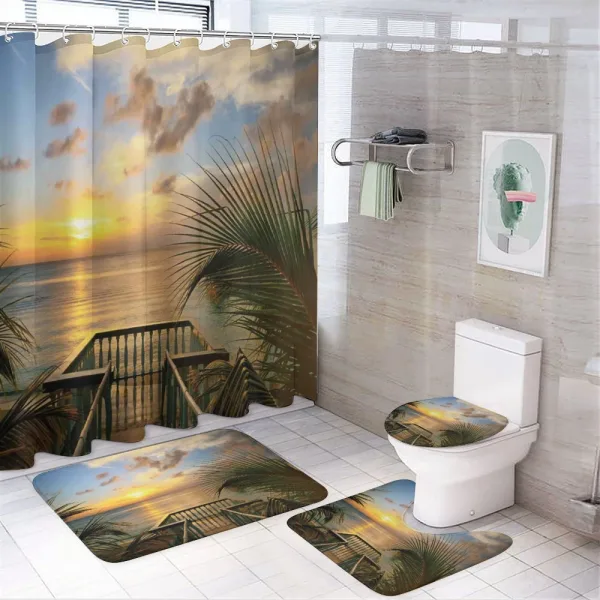 Palms Sunset Scenery on a shower curtain
