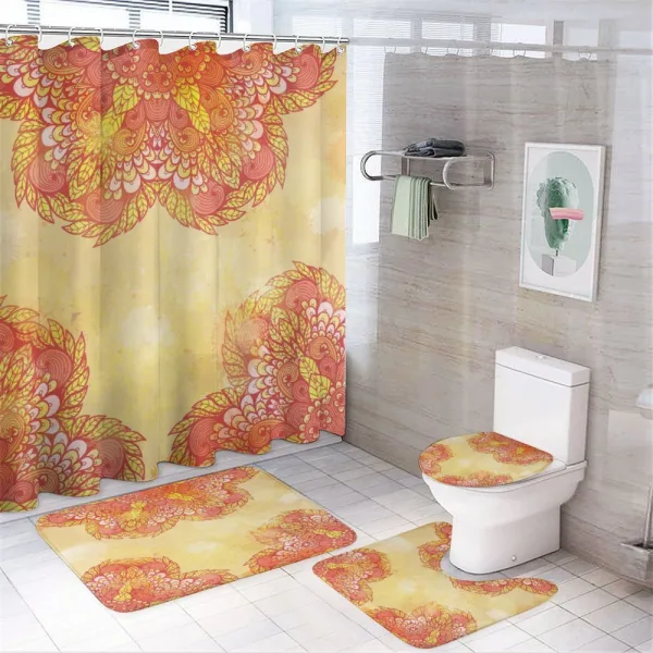 Patchwork Flower Leaves on a shower curtain