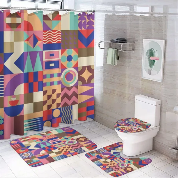 Patchwork Mosaic Tile on a shower curtain