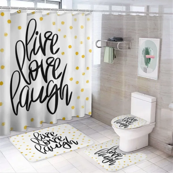 Phrase Dots on a shower curtain