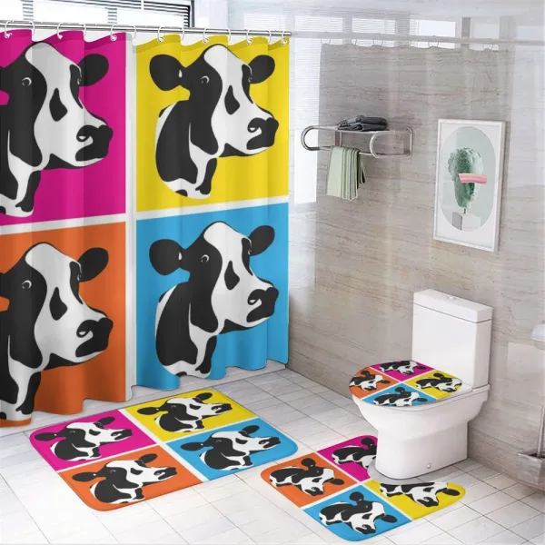 Pop Art Cow Heads Image on a shower curtain