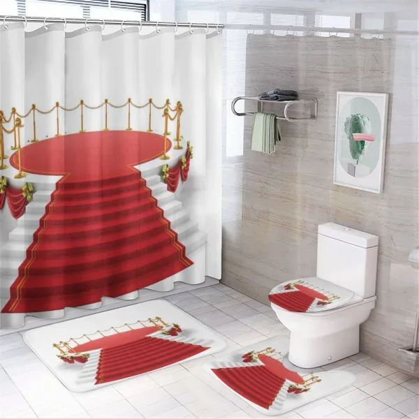 Round Stage with Stairs on a shower curtain