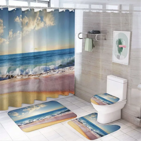 Summer Day Coast and Sea on a shower curtain