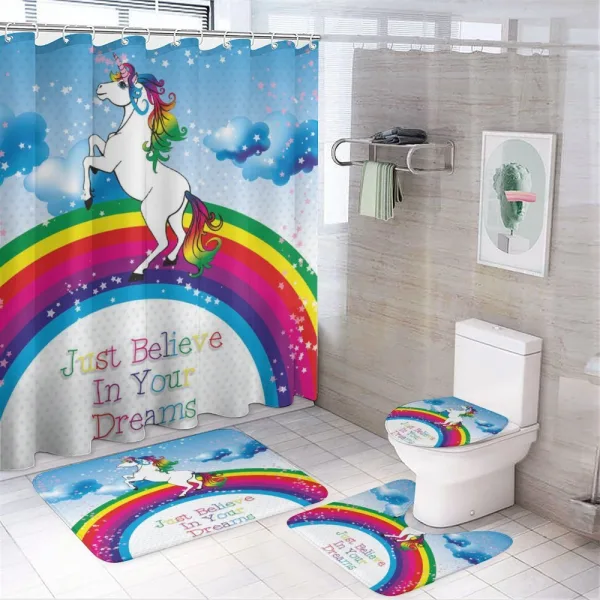 Unicorn Rainbow Fantasy on a shower curtain