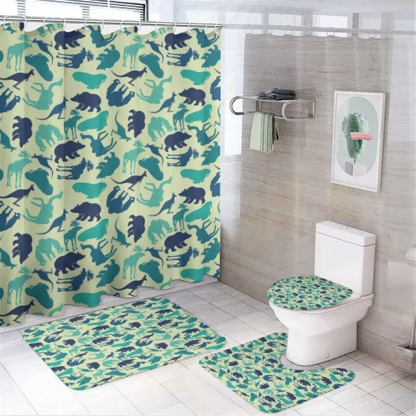Various Animal Silhouettes on a shower curtain