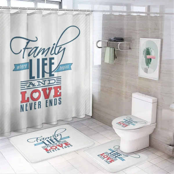 Words Family Love Typo on a shower curtain