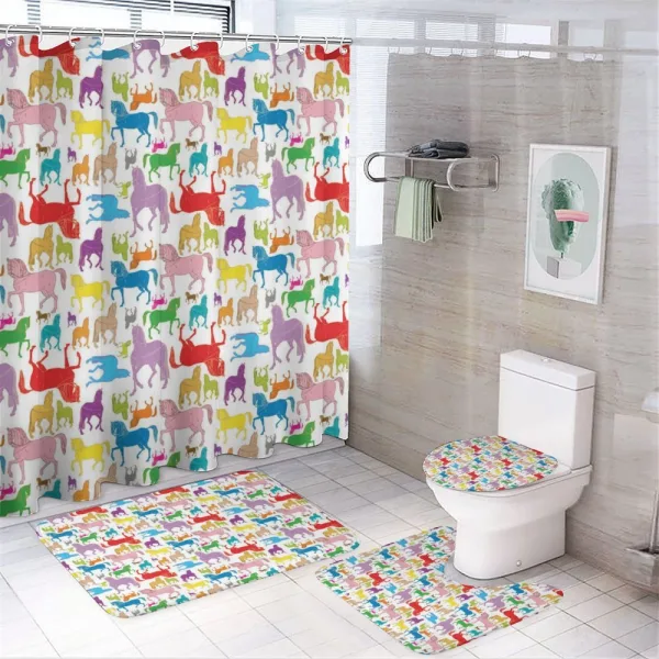 Abstract Stallions Wild on a shower curtain