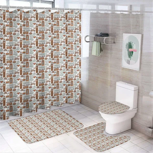 Big Ben Rain Retro City on a shower curtain