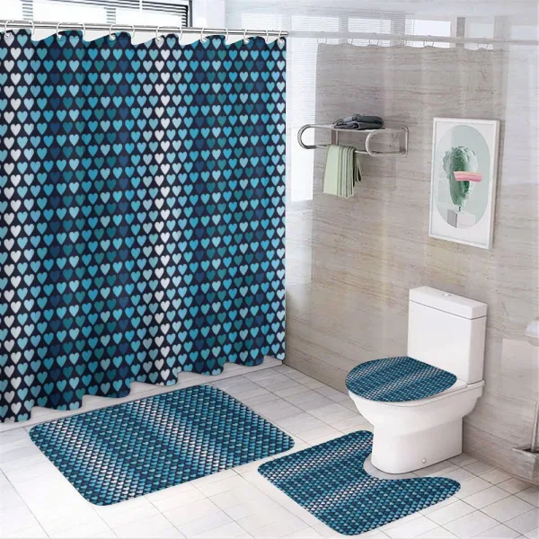 Blue Toned Heart Shapes on a shower curtain