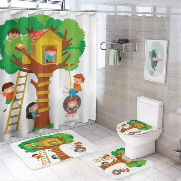 Boys Girl in a Tree House on a shower curtain