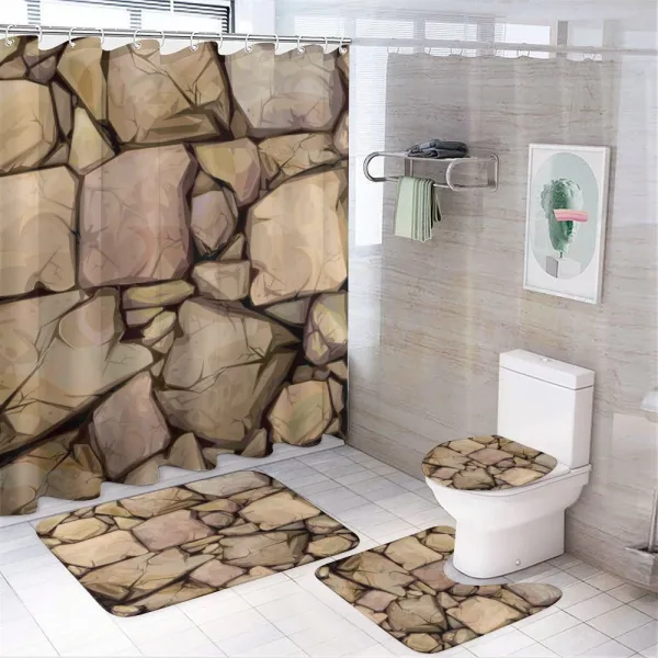 Cottage Stone Wall on a shower curtain