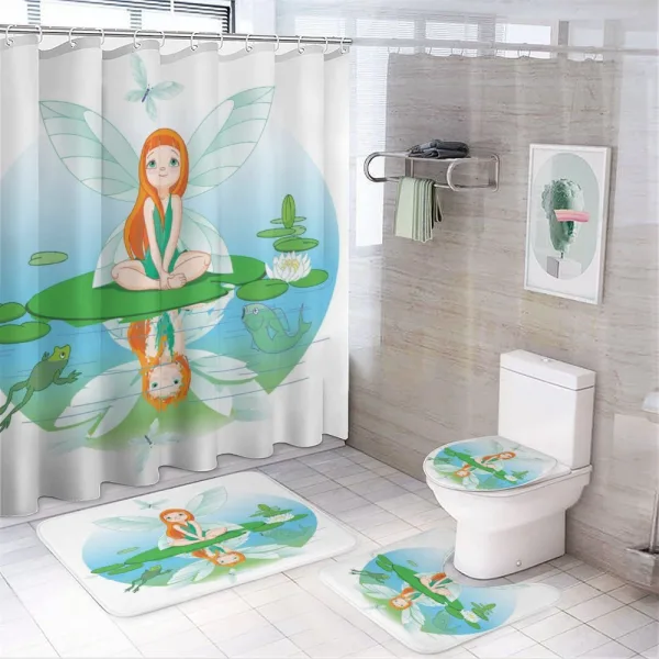 Fairy on Water Lily Leaf on a shower curtain