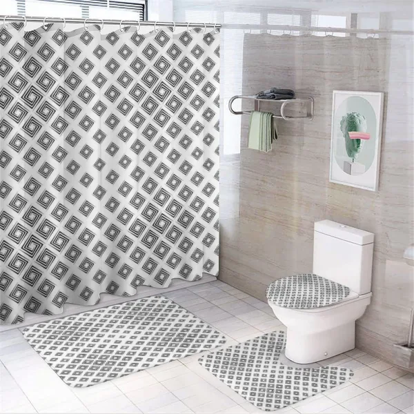 Geometric Inner Square on a shower curtain
