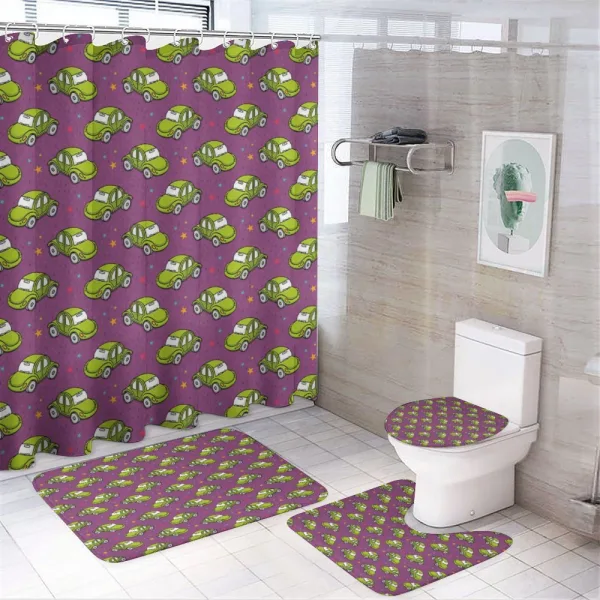Green Beetle Cars Stars on a shower curtain