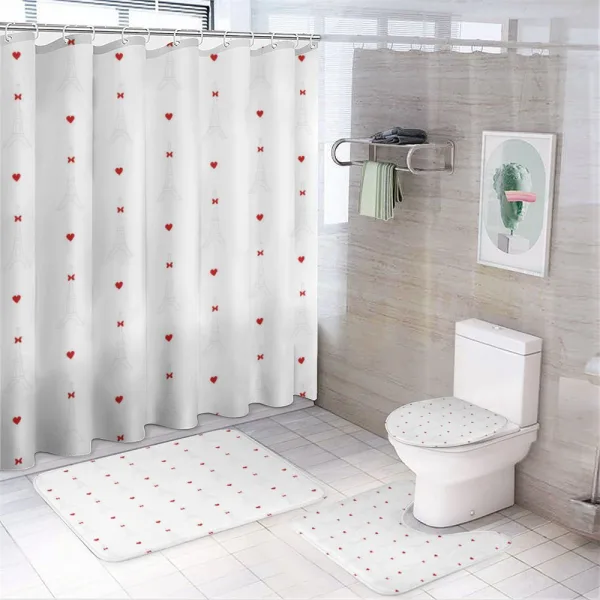 Hearts Bowties on a shower curtain