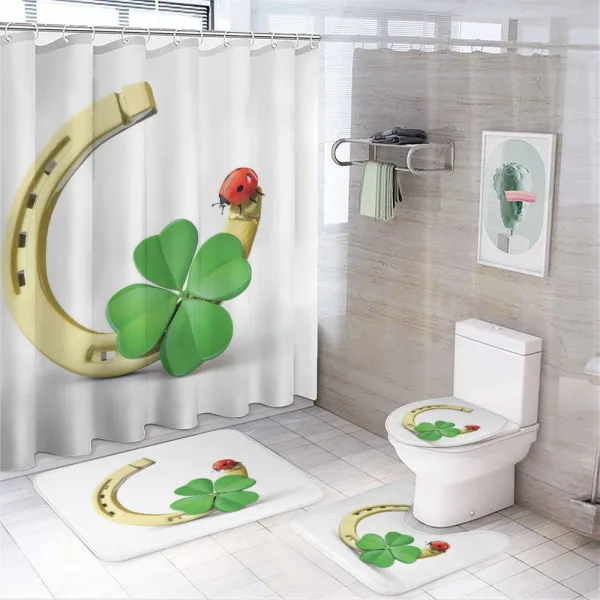 Horseshoe Ladybug Shamrock on a shower curtain