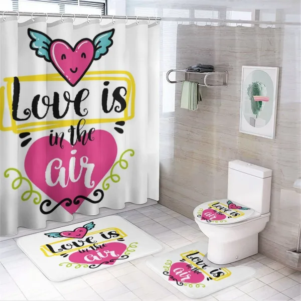 Love is in Air Words on a shower curtain