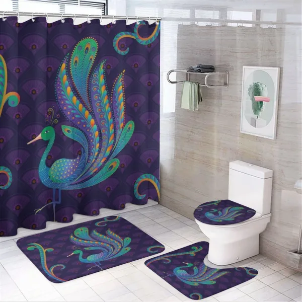 Oriental Bird Feather on a shower curtain