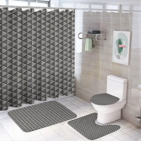 Repeating Striped Elements on a shower curtain