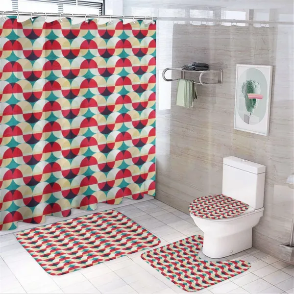 Retro Geometric Circle on a shower curtain