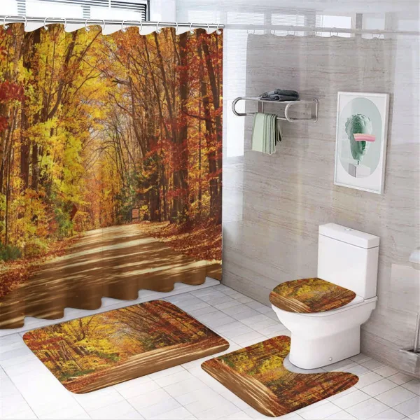 Scenic Outdoors Empty Road on a shower curtain