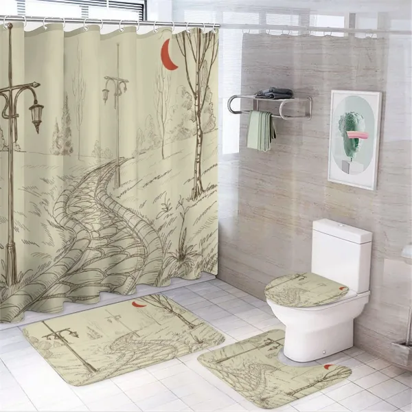 Sketchy Park Alley on a shower curtain