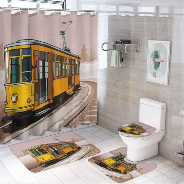 Train on Rail Roads on a shower curtain