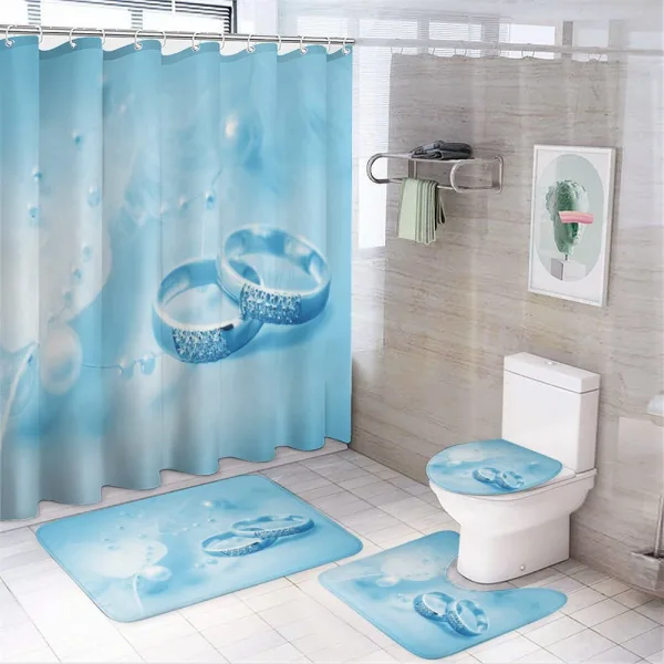 Wedding Rings Pearls on a shower curtain