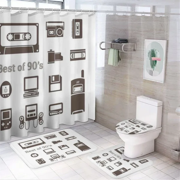90s Nostalgia Game on a shower curtain