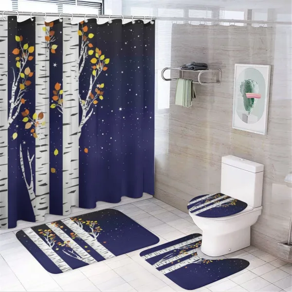 Birch Trees with Foliage on a shower curtain