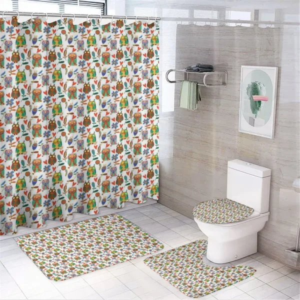 Cheerful Birds Flowers on a shower curtain
