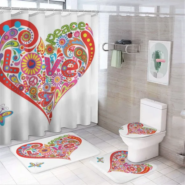 Colorful Peace Heart on a shower curtain