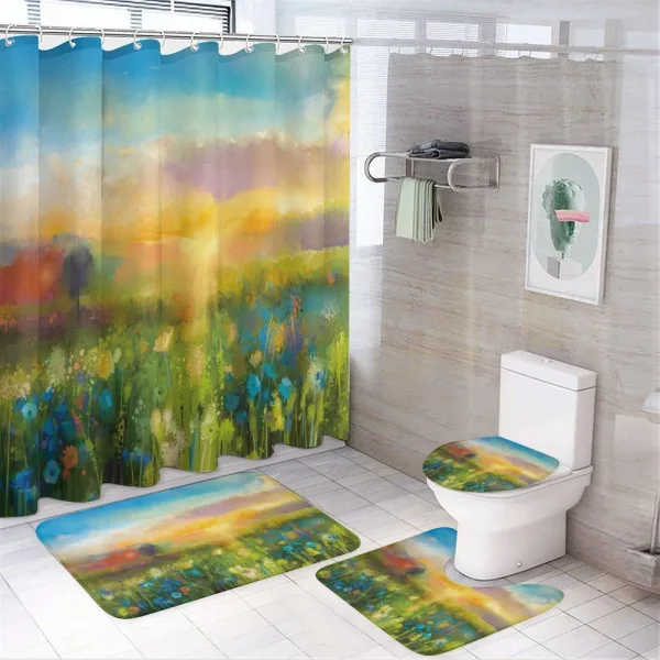 Dandelion Blooms in Meadow on a shower curtain