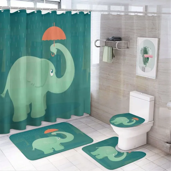 Elephant Holding Umbrella on a shower curtain