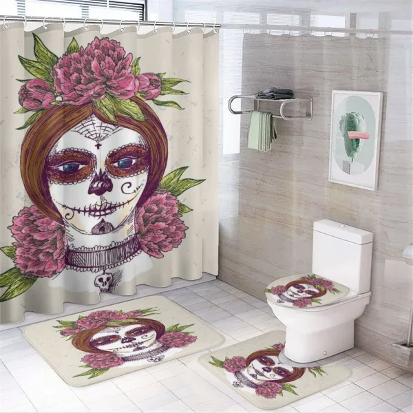 Girl with Makeup on a shower curtain