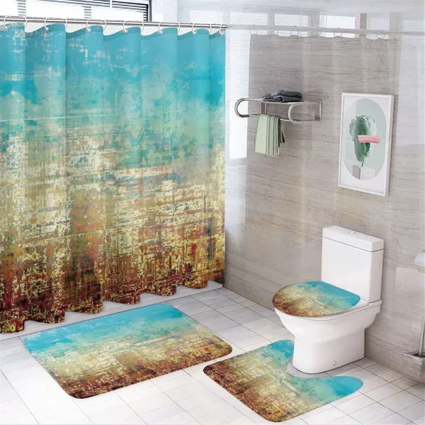 Grunge Contemporary Art on a shower curtain