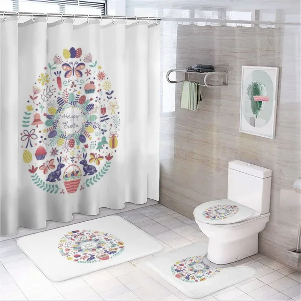 Happyy Composition on a shower curtain