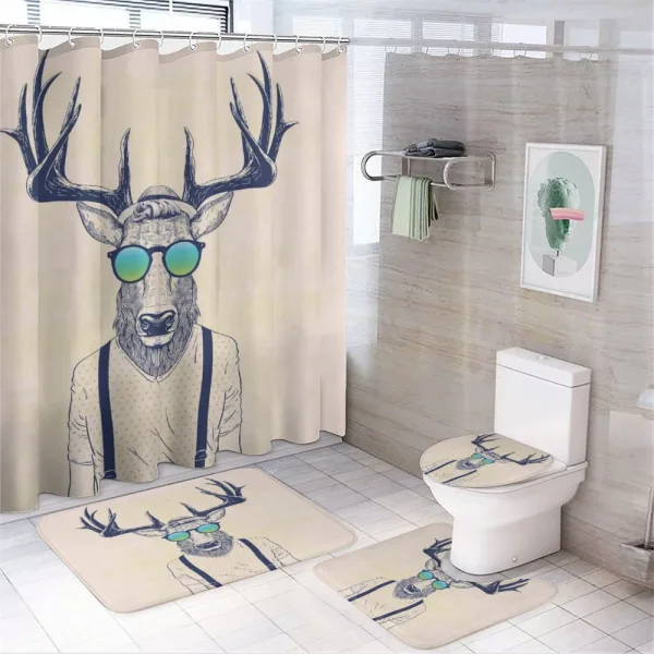 Hipster Cool Fun Animal on a shower curtain