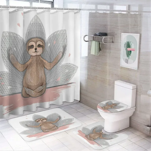 Little Sloth Meditation on a shower curtain