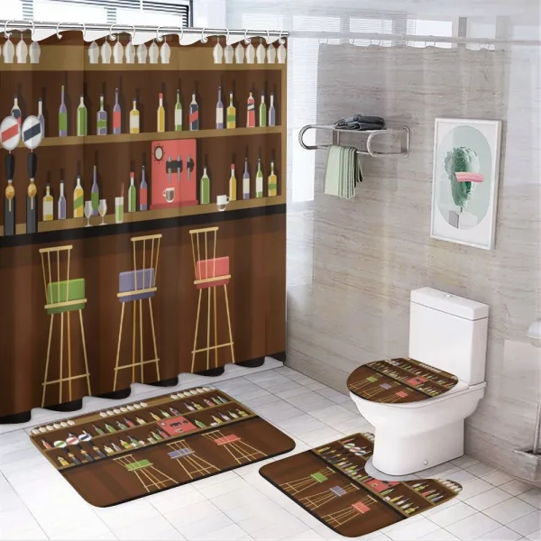 Nightclub Pub Alcohol Bottles on a shower curtain