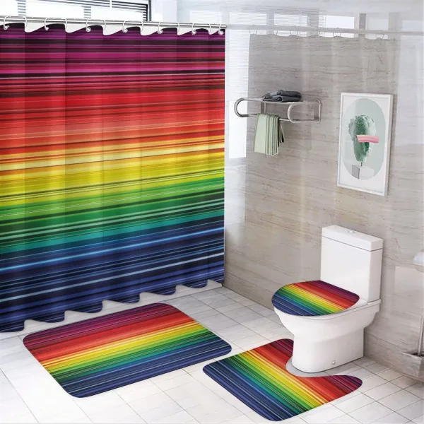 Rainbow Stripes Neon on a shower curtain