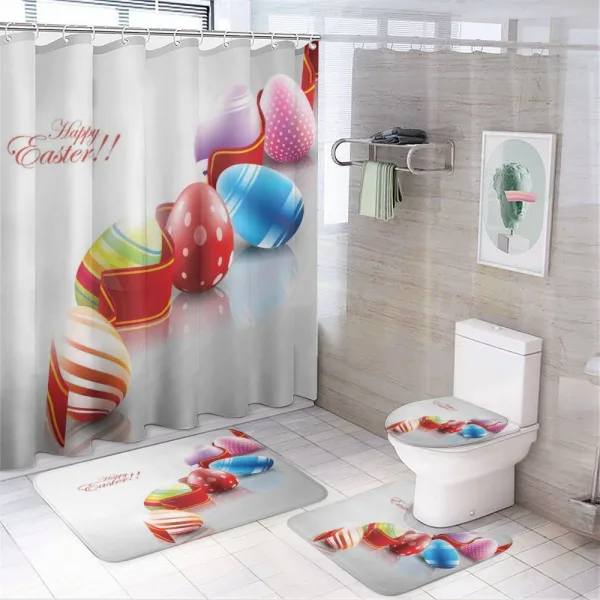 Ribbon and Colorful Eggs on a shower curtain