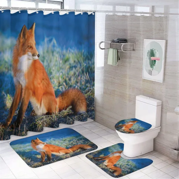 Serene Cold Autumn Field on a shower curtain