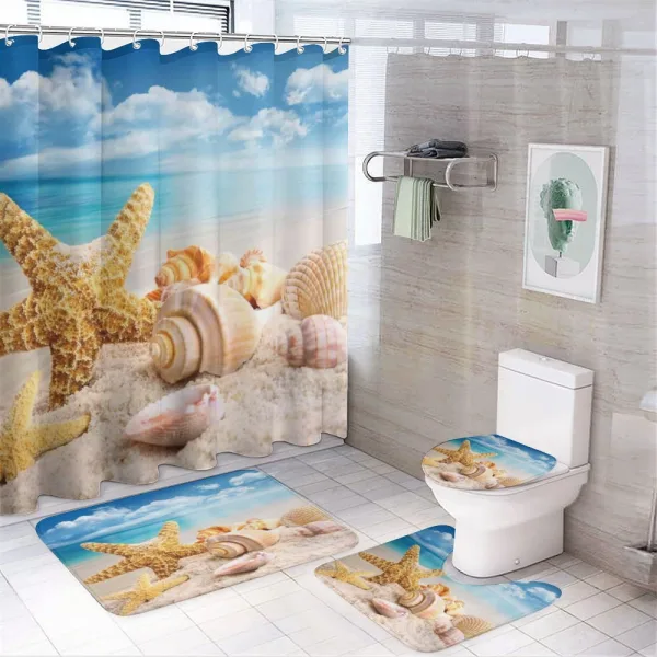 Shells on Tropic Beach on a shower curtain