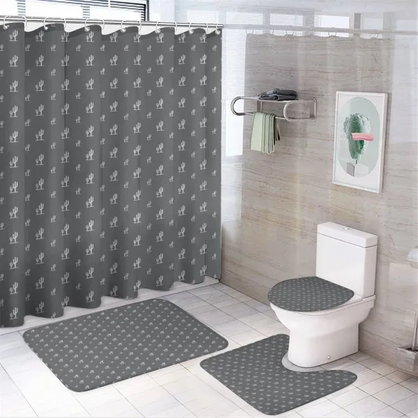 Simple Minimalist Plants on a shower curtain