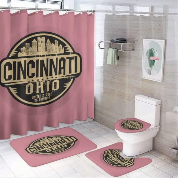 Stamp with Funky Font on a shower curtain