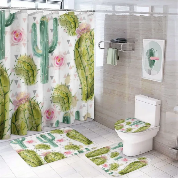 Watercolor Exotic Cactus on a shower curtain