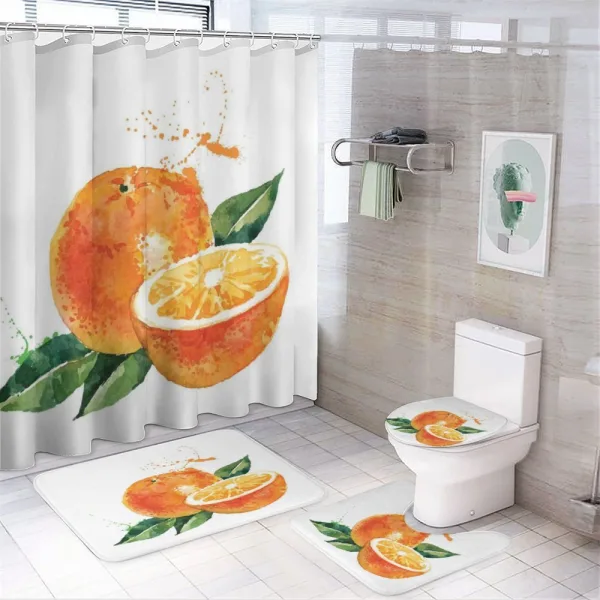 Watercolor Orange Art on a shower curtain